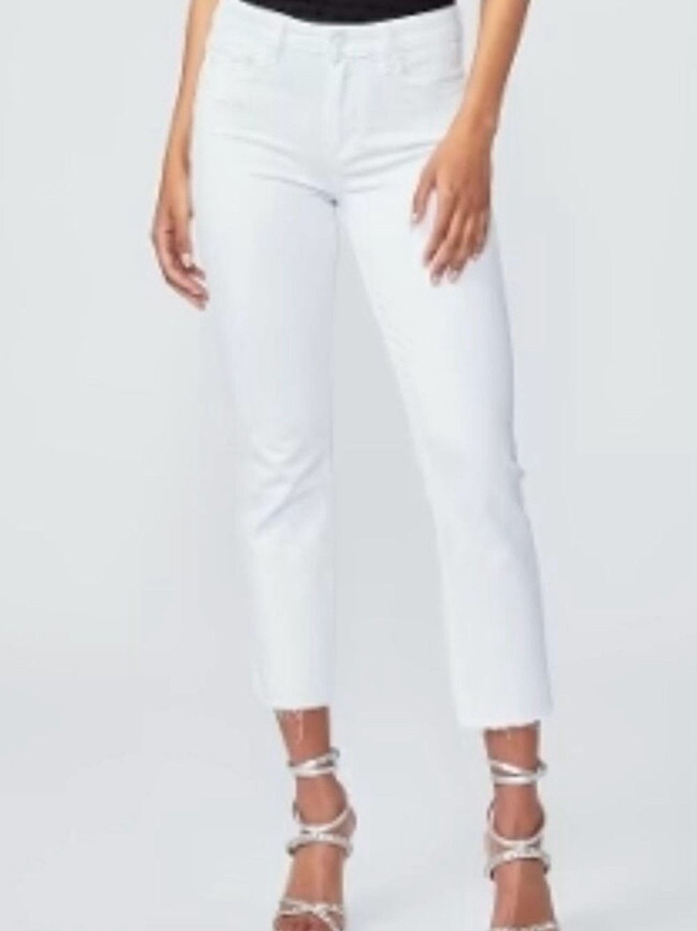 PAIGE Cindy Crop White Jeans with Raw Hem. Size 27 High Rise